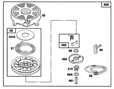 Engine Briggs & Stratton Model 12a802-0611-01 Diagram and Parts List for 20904BC 5900001 - 5999999 Toro Lawn Mower