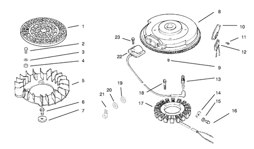 Ignition/Electrical Diagram and Parts List for 72104 8900001 - 8900599 Toro Lawn Tractor