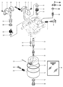 Carburetor Diagram and Parts List for A2-12K501 1000001 - 1999999 Toro Lawn Tractor
