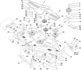 Deck Assembly Diagram and Parts List for 74269 (311000001-311999999)(2011) Toro Lawn Mower