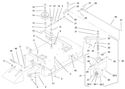 Deck, Drive Pulleys & Caster Wheels Diagram and Parts List for 30193 990251 - 999999 Toro Lawn Mower