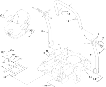 Roll-Over Protection System Assembly Diagram and Parts List for 74274 (313000001-313999999)(2013) Toro Lawn Mower