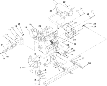 Engine Mount Assembly Diagram and Parts List for 74269TE (270000001-270999999)(2007) Toro Lawn Mower