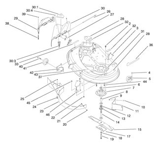 Deck Assembly (38" Cutting Unit) Diagram and Parts List for 71208 8900001 - 8999999 Toro Lawn Tractor