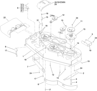 Deck Assembly 1 Diagram and Parts List for 79548 (310000001-310999999)(2010) Toro Lawn Mower