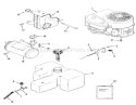 Engine, Fuel & Exhaust Systems Diagram and Parts List for 22-17KE01 1988 Toro Lawn Tractor