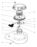 Recoil Assembly Diagram and Parts List for 22043 9900001-9999999 - 1999 Toro Lawn Mower