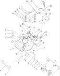Deck, Chute and Wheel Assembly Diagram and Parts List for 22168TE 250000001-250999999 - 2005 Toro Lawn Mower