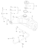 Fuel Tank and Valve Assembly Diagram and Parts List for 22170 230000001-230999999 - 2003 Toro Lawn Mower