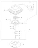 Recoil Starter Assembly Diagram and Parts List for 22173 230000001-230999999 - 2003 Toro Lawn Mower