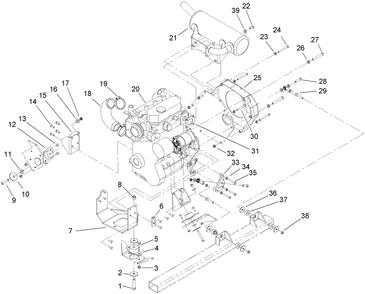 Engine Mount Assembly Diagram and Parts List for 74268 (270000301-270999999)(2007) Toro Lawn Mower