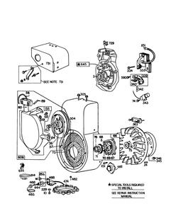 Engine Briggs & Stratton Model No. 252416 Type 0141-01 Diagram and Parts List for 38160 9000001 - 9999999 Toro Snow Blower