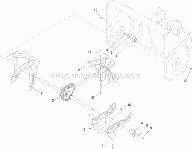 Gearbox, Auger And Impeller Assembly Diagram and Parts List for 38813 316000001-316999999 Toro Snow Blower