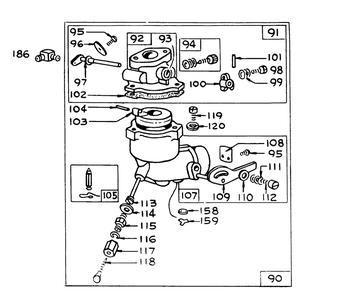 Carburetor For Engine Model 170402, Type 0720-01 Snowthrower Model No. 31727 Diagram and Parts List for 31832 1000001 - 1999999 Toro Snow Blower