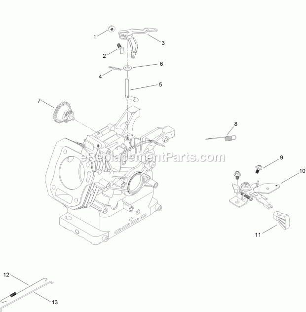 Governor Assembly Diagram and Parts List for 38813 316000001-316999999 Toro Snow Blower