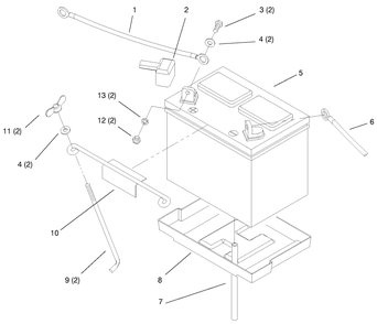 Battery Diagram and Parts List for 73403 6900001 - 6999999 Toro Lawn Tractor