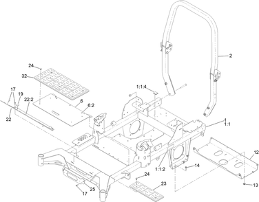 Frame Assembly Diagram and Parts List for 74035 412600000 - 414070147 Toro Lawn Tractor