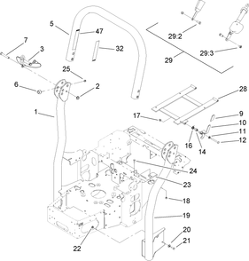 Roll-Over Protection System Assembly 2 Diagram and Parts List for 74410 (270000001-270002000)(2007) Toro Lawn Mower