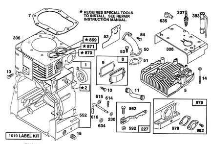 Engine Briggs & Stratton Models 252416-0756-01 & 252416-0757-01 Diagram and Parts List for 38566 3900001 - 3999999 Toro Snow Blower