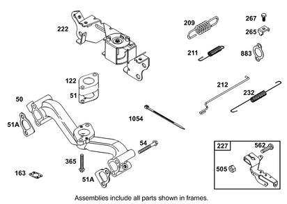 Manifold Intake And Governor Control Assembly  Briggs And Stratton 303447-1319-E1 Diagram and Parts List for 12004 230000001 - 230999999 Toro Lawn Tractor