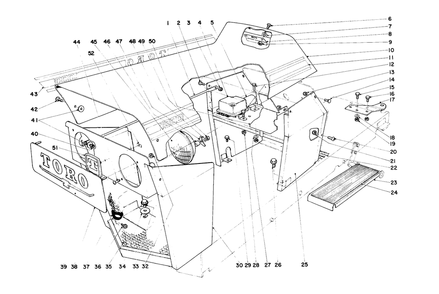 Hood & Grille Assembly Diagram and Parts List for 55402 1000001 - 1999999 Toro Lawn Tractor