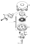 Rewind Starters Diagram and Parts List for 23100 8000001-8999999 - 1968 Toro Lawn Mower