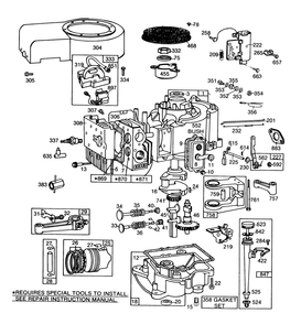 Engine Briggs & Stratton Model 253707-0157-01 Diagram and Parts List for 57356 5000001 - 5999999 Toro Lawn Tractor