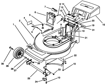 Housing Assembly Diagram and Parts List for 20928B 39000001 - 39999999 Toro Lawn Mower