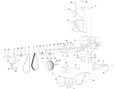 Part Location Diagram of 144-5034 Toro Pulley Al 32 Od J10 Poly V X 4
