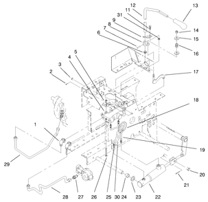 Hydraulic Lift System Diagram and Parts List for 73502 7900001 - 7999999 Toro Lawn Tractor