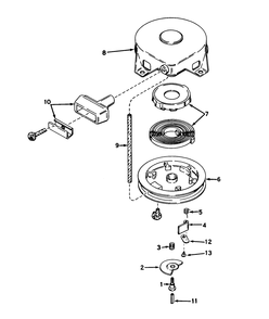 Rewind Starter No. 590473 Diagram and Parts List for 38045 0000001 - 0999999 Toro Snow Blower