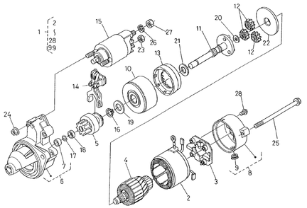 Starter (Complete Parts) Diagram and Parts List for 22303 990001 - 999999 Toro Lawn Tractor Accessories