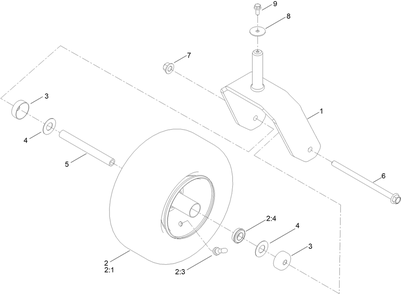 Caster Wheel Assembly Diagram and Parts List for 75760 411585274 - 412563619 Toro Lawn Tractor