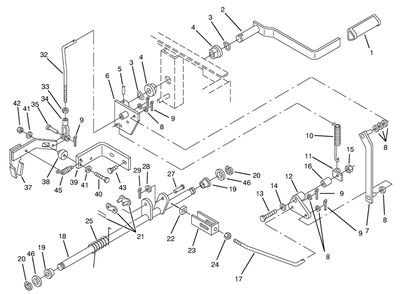 Parking Brake Assembly Diagram and Parts List for 74101 590001 - 599999 Toro Lawn Tractor