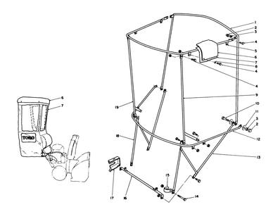 Snow Cab Assembly No. 68-9500 (Optional) Diagram and Parts List for 38574 0000001 - 0999999 Toro Snow Blower