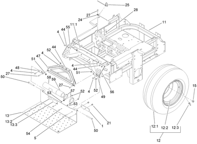 Main Frame Assembly Diagram and Parts List for 74237CP (270000001-270999999)(2007) Toro Lawn Mower