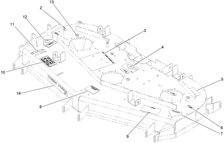 Deck Decal Assembly Diagram and Parts List for 74268CP (270000001-270999999)(2007) Toro Lawn Mower