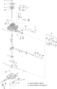 Rh Transaxle Assembly Diagram and Parts List for 74519 400000000-403253174 Toro Lawn Mower