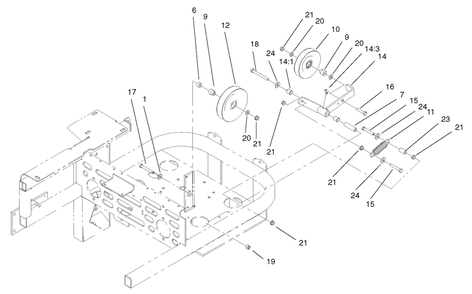 Drive Idler Assembly Diagram and Parts List for 74228 (220000001-220999999)(2002) Toro Lawn Mower