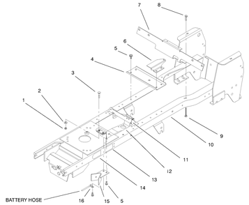 Frame Assembly Diagram and Parts List for 72070 9900001 - 9999999 Toro Lawn Tractor