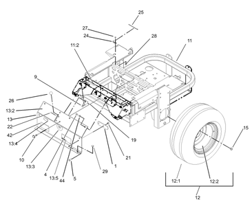 Rear Frame And Wheel Assembly Diagram and Parts List for 74231 (230006001-230999999)(2003) Toro Lawn Mower