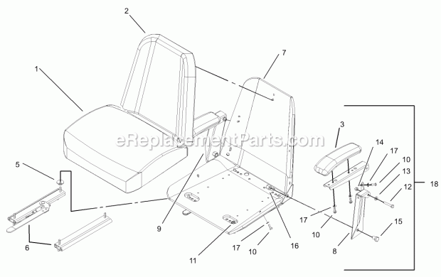 Seat Assembly No. 1-633705 Diagram and Parts List for 74179 230005001-230006000 Toro Lawn Mower