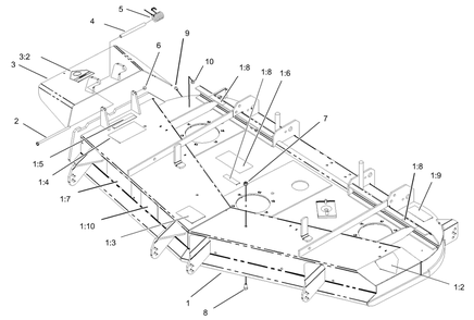 Deck Assembly Diagram and Parts List for 74231 (230006001-230999999)(2003) Toro Lawn Mower