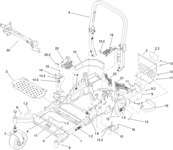 Part Location Diagram of 116-2126 Toro MAIN FRANE Assembly