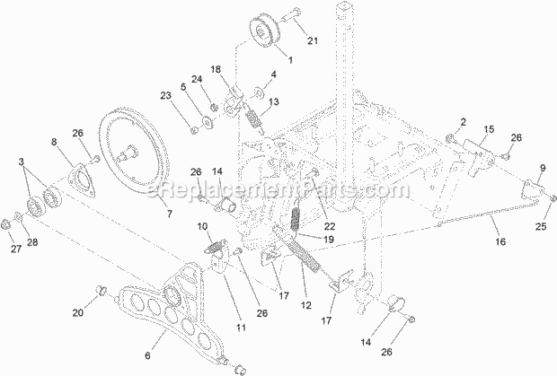 Pulleys And Bellcrank Assembly Diagram and Parts List for 38811 316000001-316999999 Toro Snow Blower
