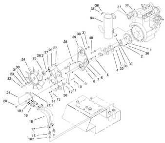 Pump And Fan Mount Assembly Diagram and Parts List for 22303TE 990001 - 999999 Toro Lawn Tractor Accessories