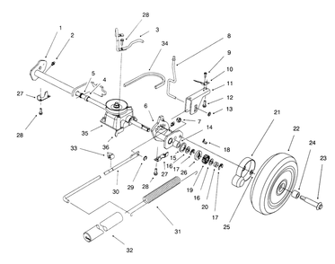 S. P. Rear Axle Assembly Diagram and Parts List for 20929B 69000001 - 69999999 Toro Lawn Mower