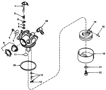 Carburetor No. 632050 Diagram and Parts List for 20772 9000001 - 9999999 Toro Lawn Mower