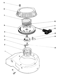 Recoil Starter Assembly Diagram and Parts List for 22025 4000001 - 4999999 Toro Lawn Mower