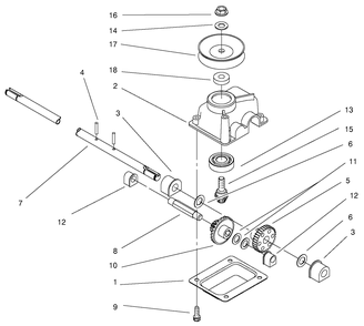 Gear Case Assembly Diagram and Parts List for 20045 9900001 - 9999999 Toro Lawn Mower